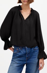 Madewell Long-Sleeve Tie-Neck Top | Nordstromrack