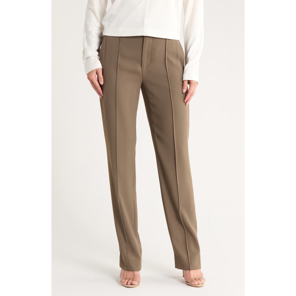 Vince High Waist Pleated Pants In Brown