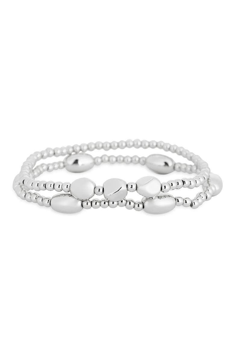2-Pack Demi Fine Beaded Bracelets, Main, color, SILVER