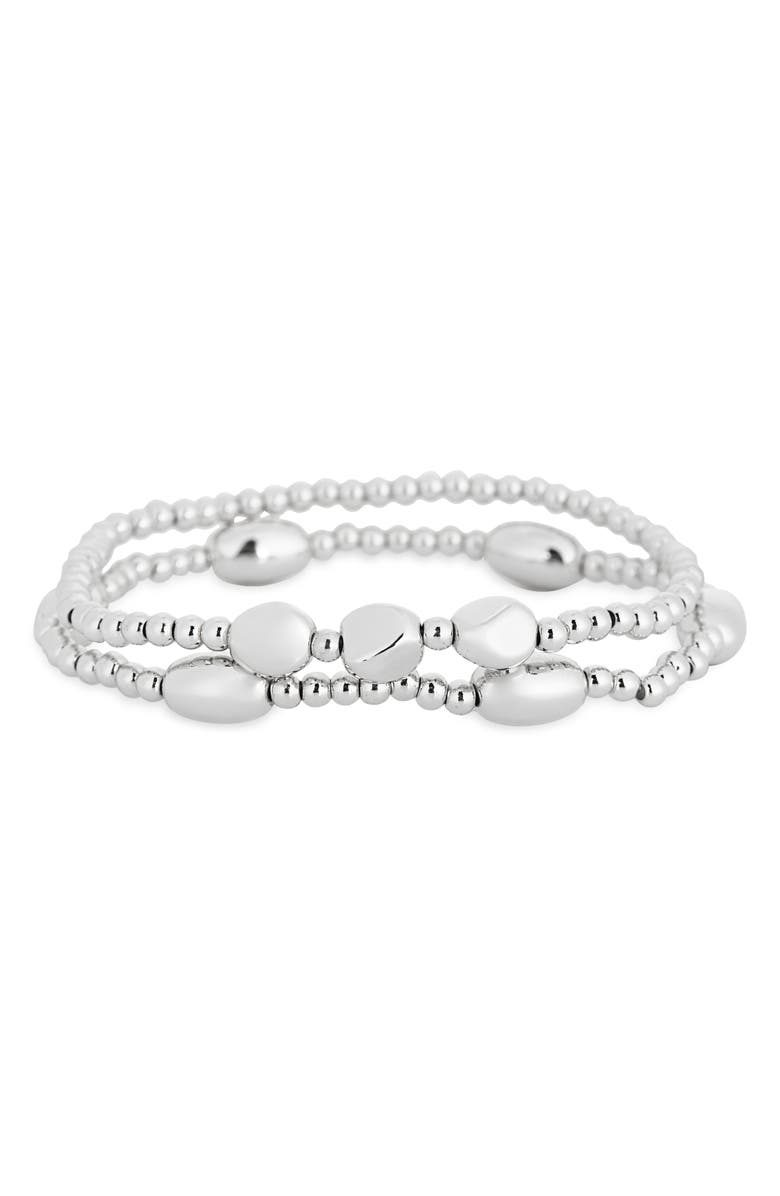 NORDSTROM RACK 2-Pack Demi Fine Beaded Bracelets, Main, color, Silver