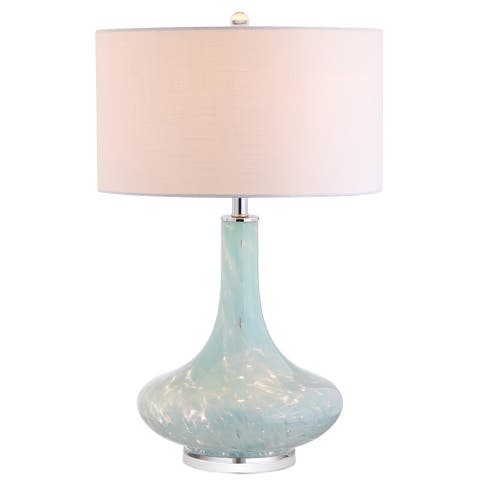 Montreal 29" Glass/Acrylic LED Table Lamp, Ice Blue