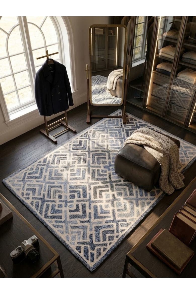 Santorini Wool & Denim Rug, Alternate, color, Blue