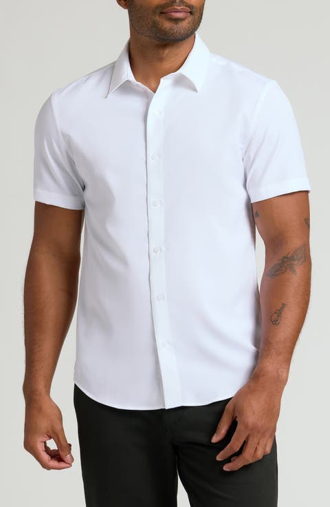 Slim Fit 4-Way Performance Stretch Short Sleeve Button-Up Shirt