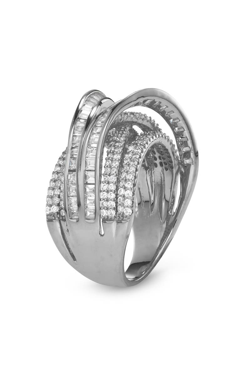 FZN Sterling Silver Cubic Zirconia Crisscross Ring, Alternate, color, Silver