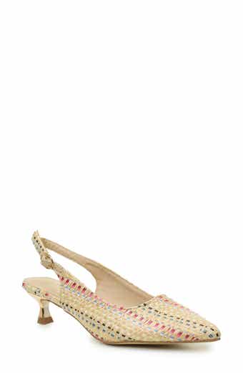 Nicole Miller Raffia Kitten Heel Slingback Pump