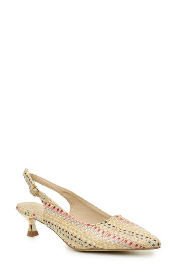 NICOLE MILLER NICOLE MILLER RAFFIA KITTEN HEEL SLINGBACK PUMP 