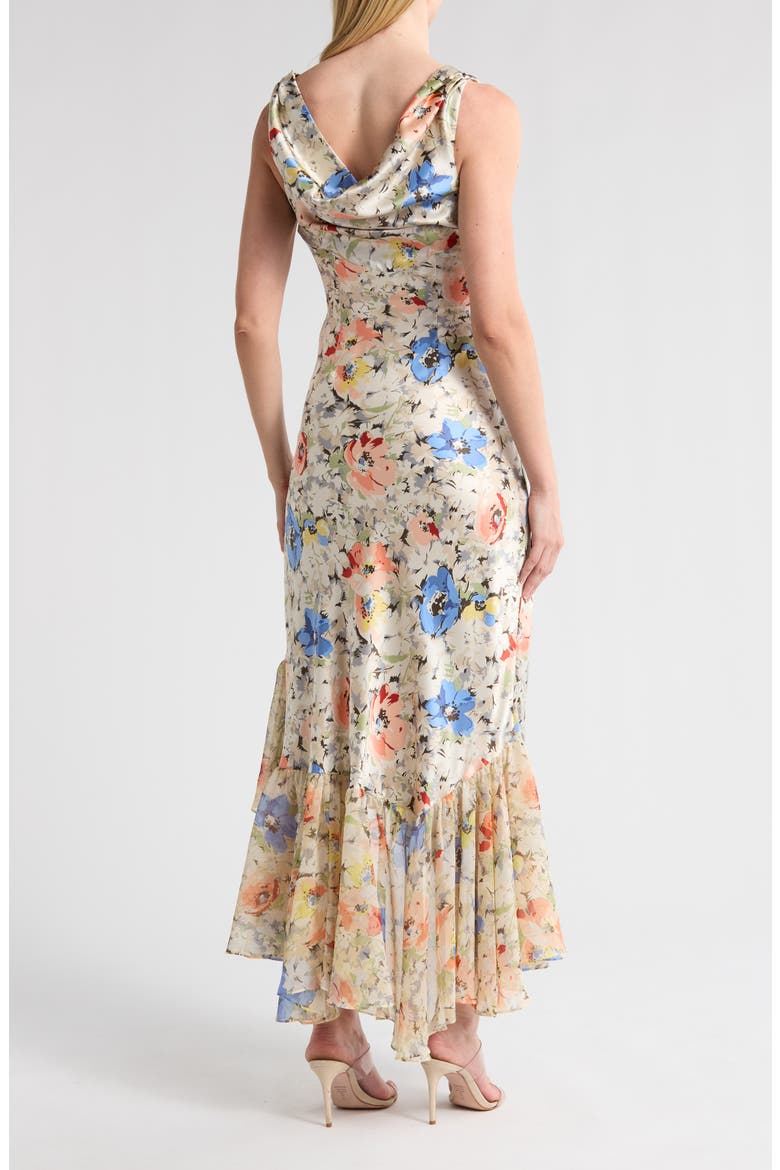 Ciara Floral Sleeveless Silk Dress, Alternate, color, IVORY MULTI