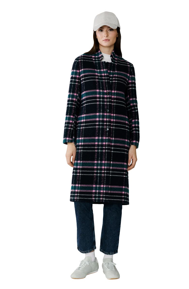 Soia & Kyo Diane Plaid Single Breasted Coat, Alternate, color, Indigo Multi