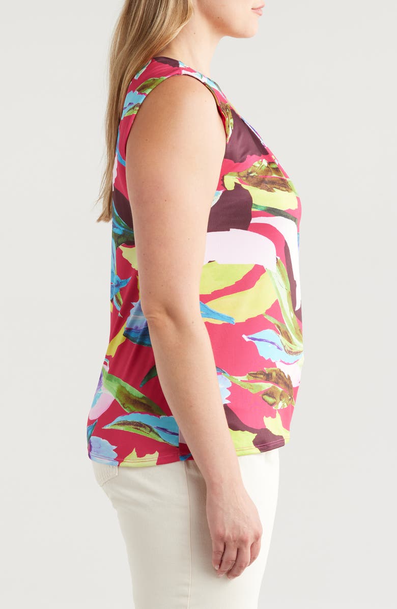 24seven Comfort Apparel Floral Pleated Sleeveless Jersey Shell, Alternate, color,