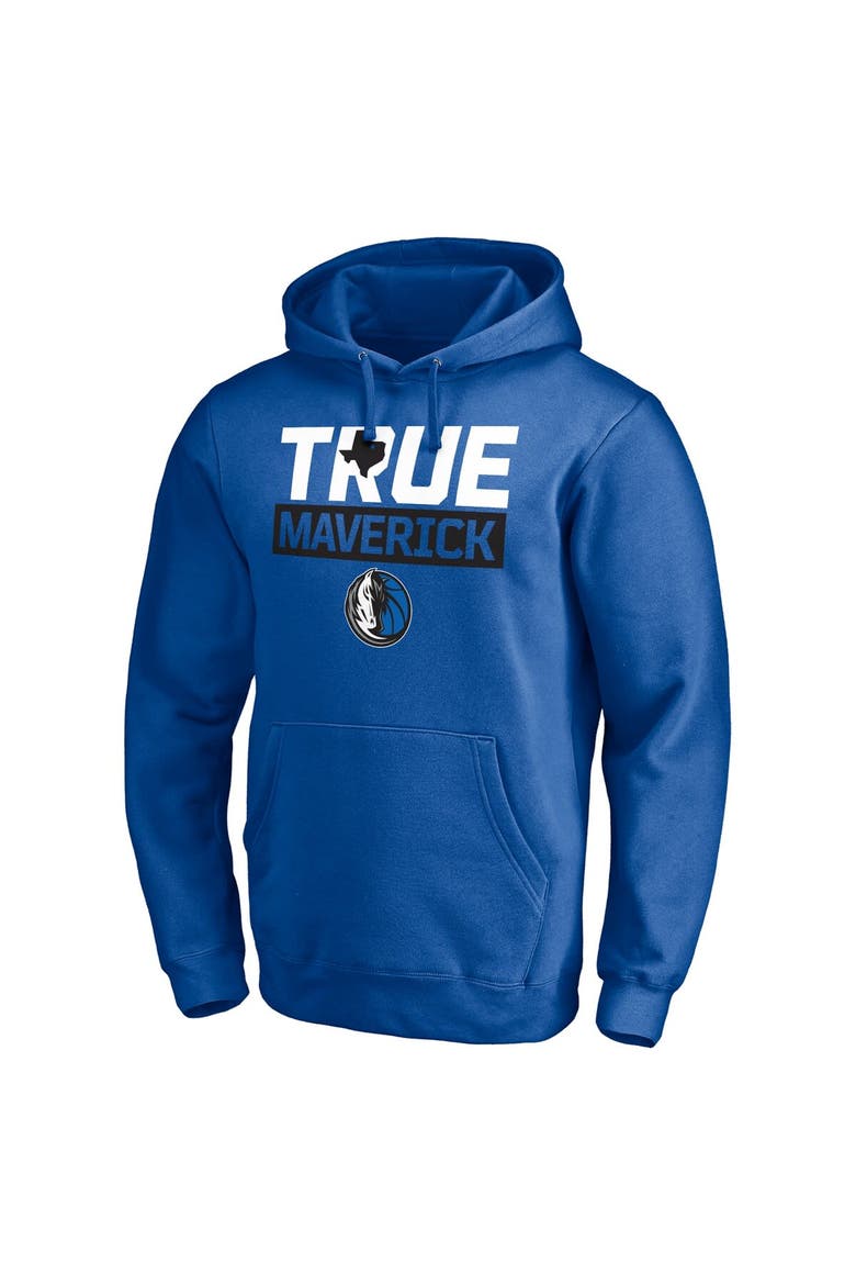Men's Fanatics Branded Blue Dallas Mavericks Post Up Hometown Collection Fitted Pullover Hoodie, Alternate, color, Blue