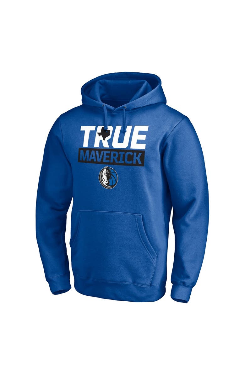 FANATICS Men's Fanatics Branded Blue Dallas Mavericks Post Up Hometown Collection Fitted Pullover Hoodie, Alternate, color, Blue