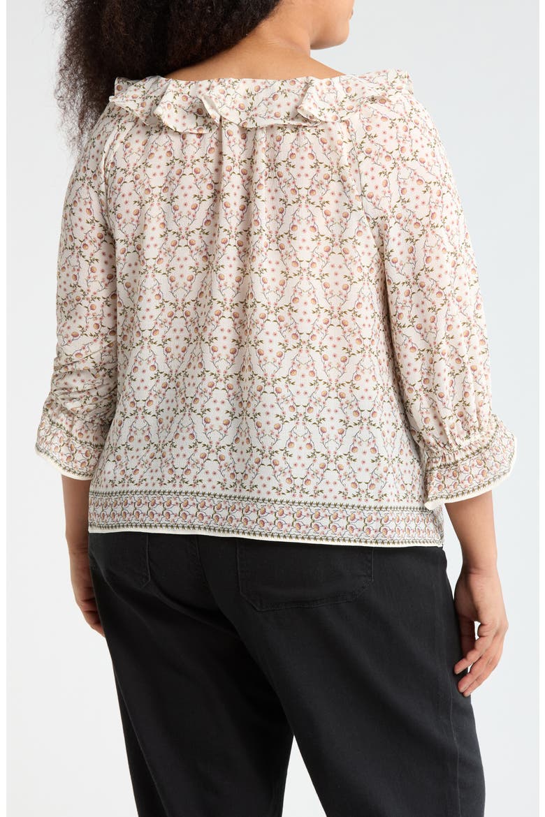 Ruffle Woven Top, Alternate, color, TOFU PINCUSHION LATTICE