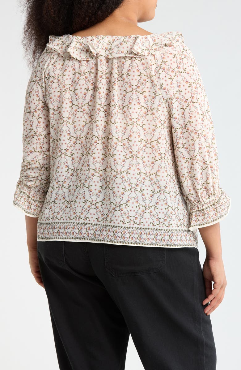 MAX STUDIO Ruffle Woven Top, Alternate, color, Tofu Pincushion Lattice