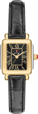 MICHELE Deco Madison Mini Two-Tone Leather Strap Watch