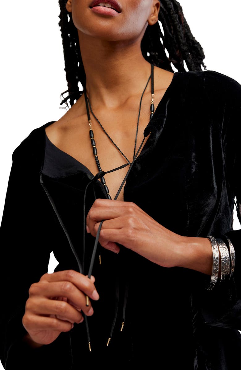 Free People Linney Velvet Minidress, Alternate, color, Black