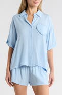 Betsey Johnson Heart Patch Cabana Button-Up Shirt & Shorts Cover-Up Set