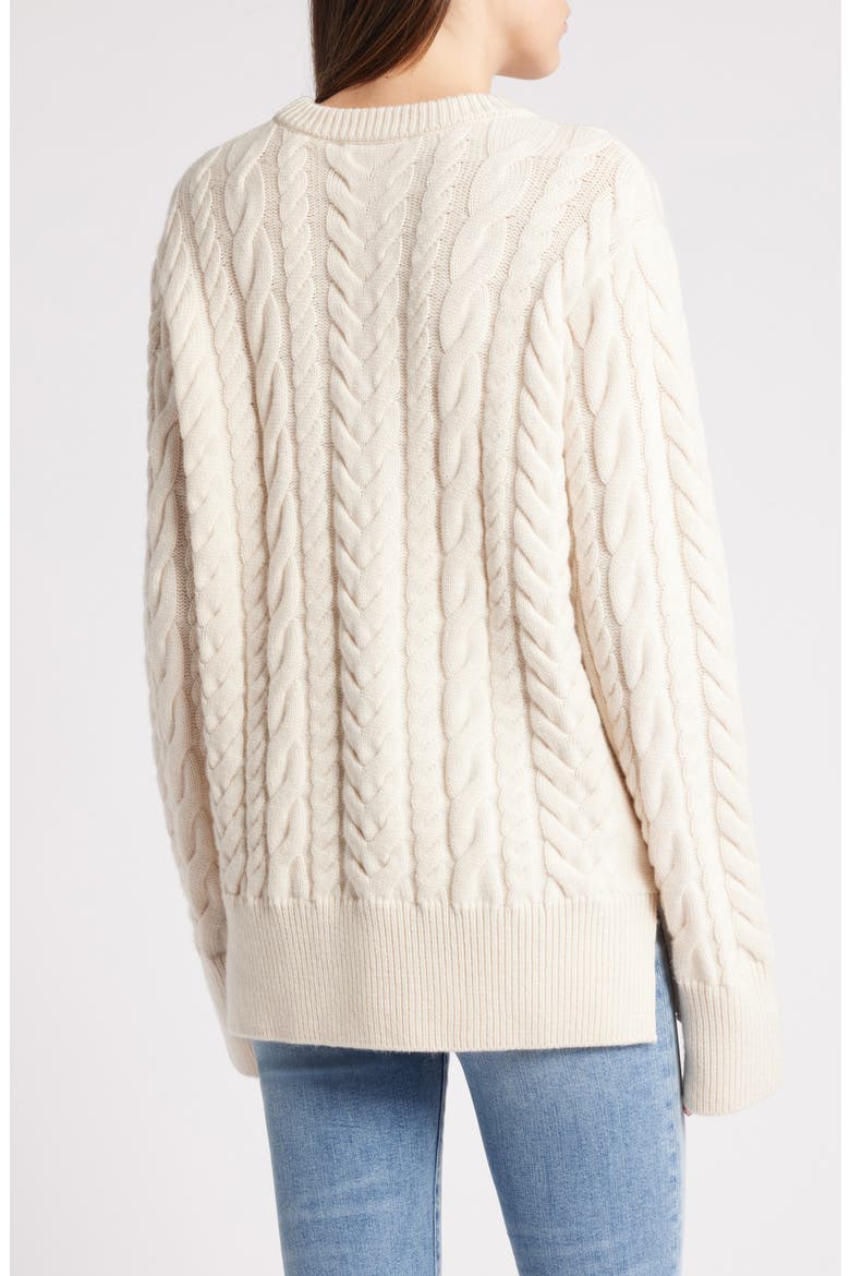 Oversize Cable Stitch Wool & Cashmere Sweater, Alternate, color, CREAM