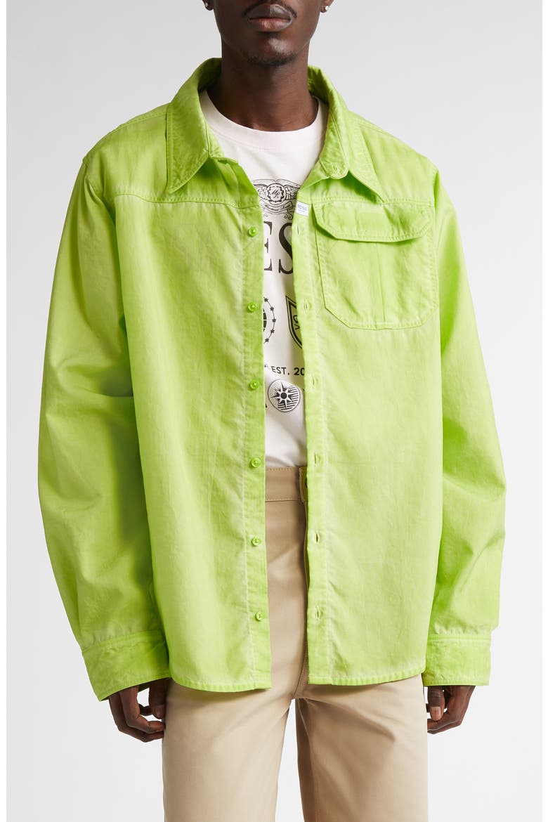 Cargo Button-Up Shirt, Main, color, GREEN LIME GREEN