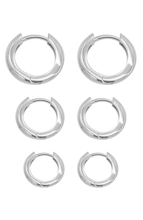 Adornia Set Of 3 Huggie Hoop Earrings In Silver