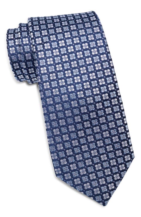 Geometric Print Silk Tie