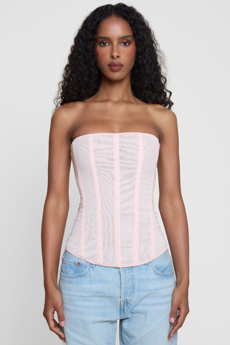 Muse Mesh Corset Top, Main, color, Pink