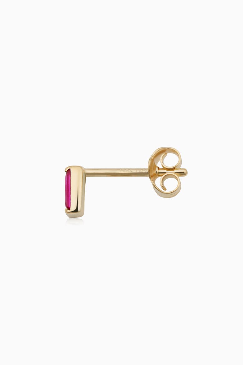14K Gold Fresco Baguette Micro Single Stud, Alternate, color, Yellow Gold - Ruby Zirconia