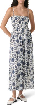 rag & bone Hallie Smocked Bodice Cotton & Silk Maxi Sundress