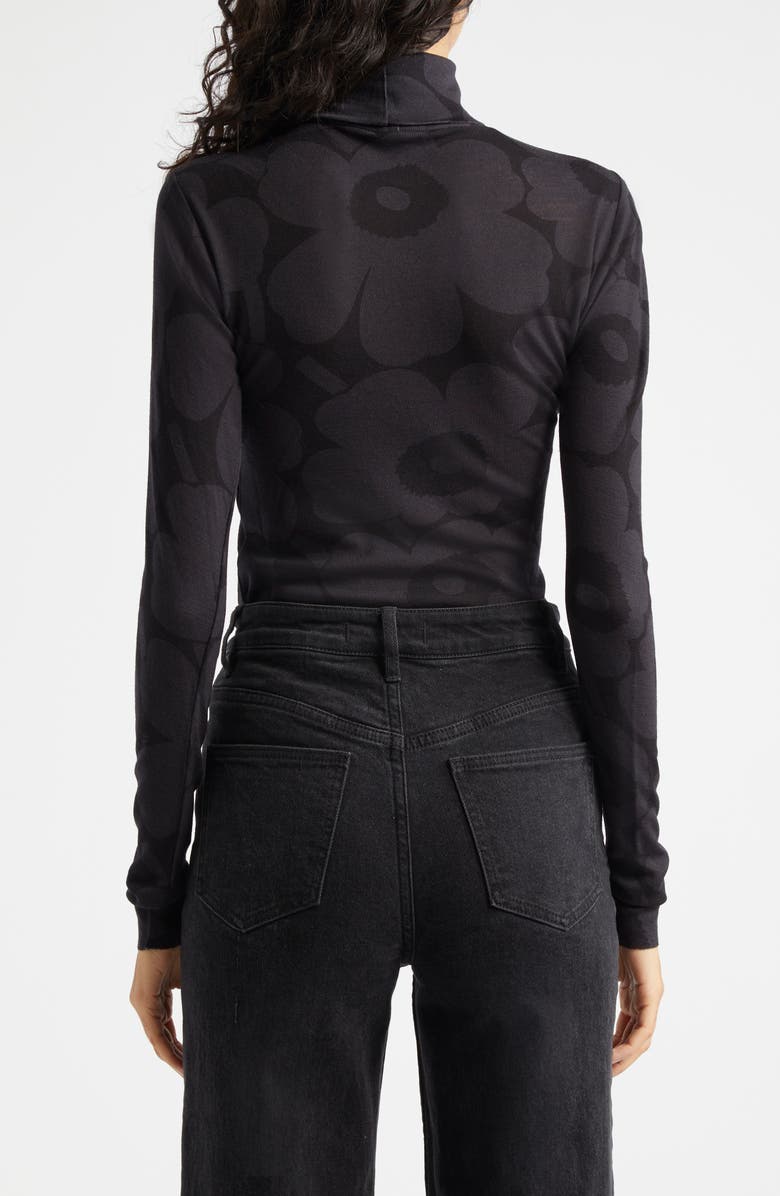 Marimekko Vilina Unikko Wool Rib Turtleneck, Alternate, color, Dark Grey Black