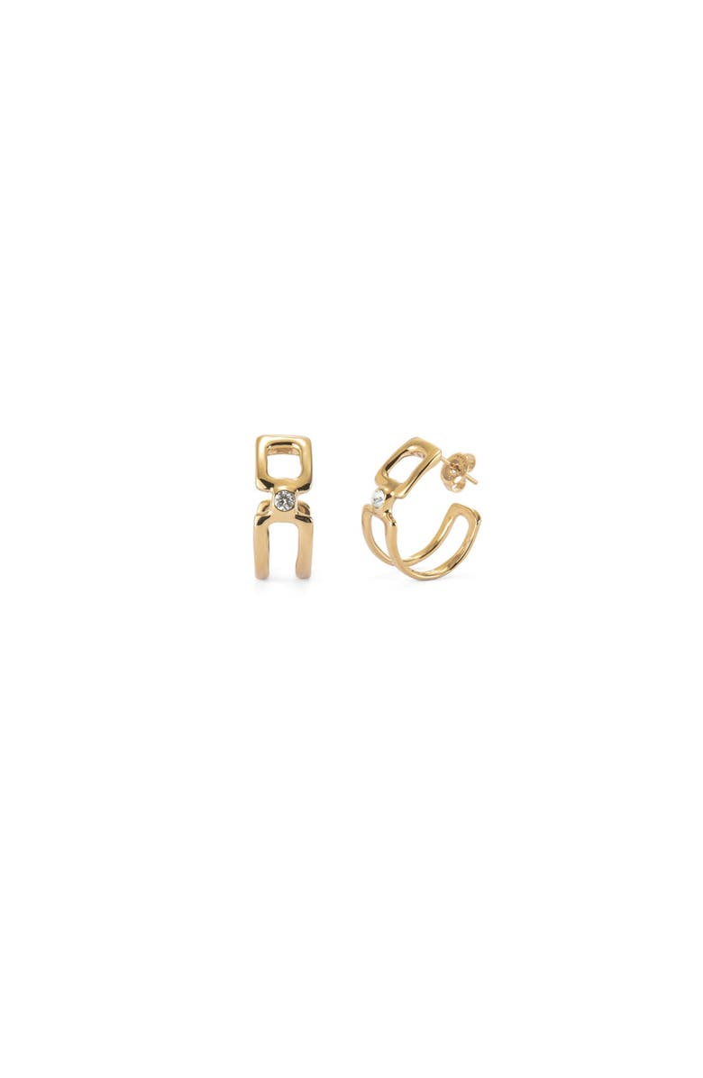 UNODE50 Double Hoop Topaz Earrings, Main, color, Gold
