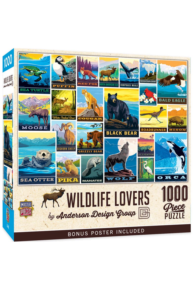 Wildlife Lovers 1000 Piece Jigsaw Puzzle, Main, color, Multicolor