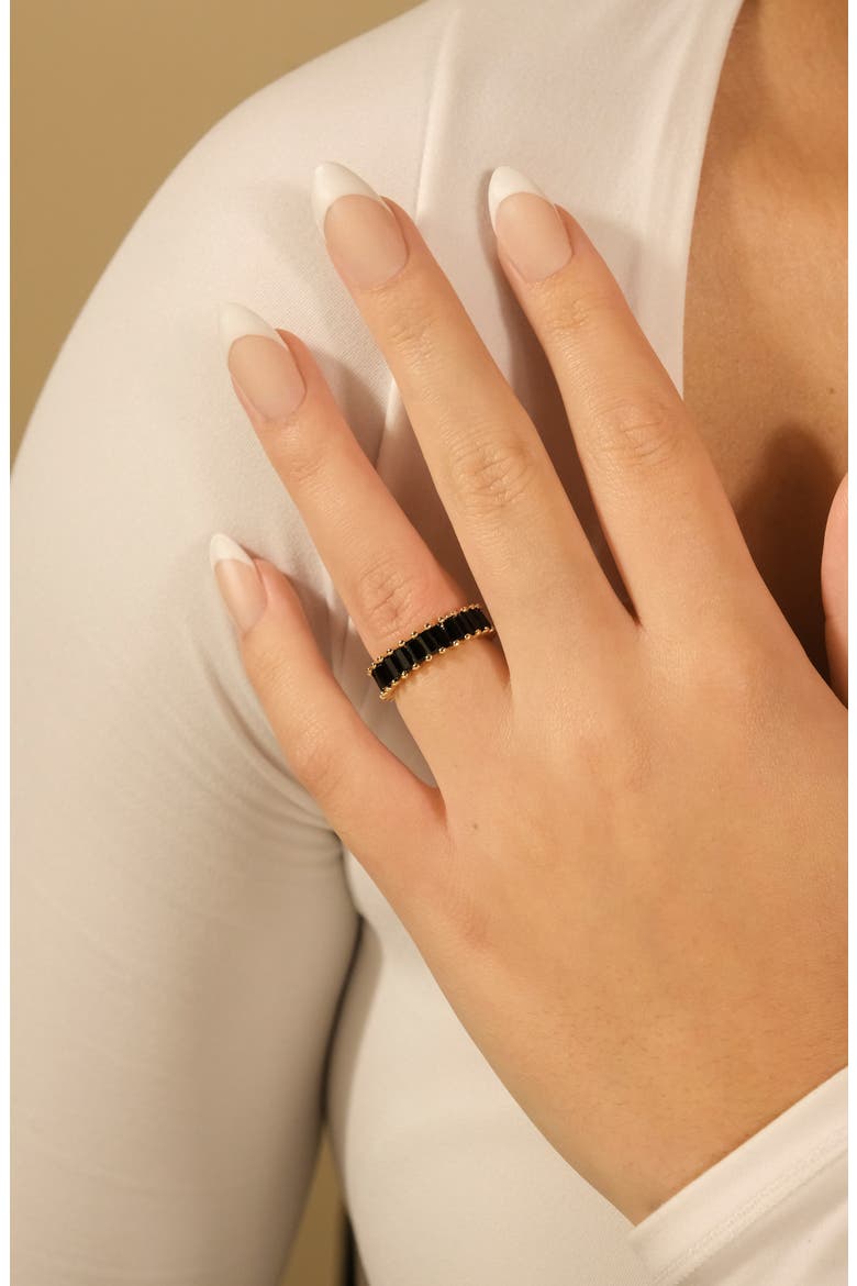 Caroline Rainbow Cubic Zirconia Eternity Ring, Alternate, color, GOLD/BLACK