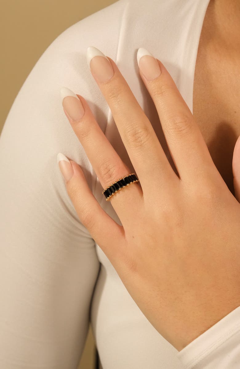 Sterling Forever Caroline Rainbow Cubic Zirconia Eternity Ring, Alternate, color, Gold/Black