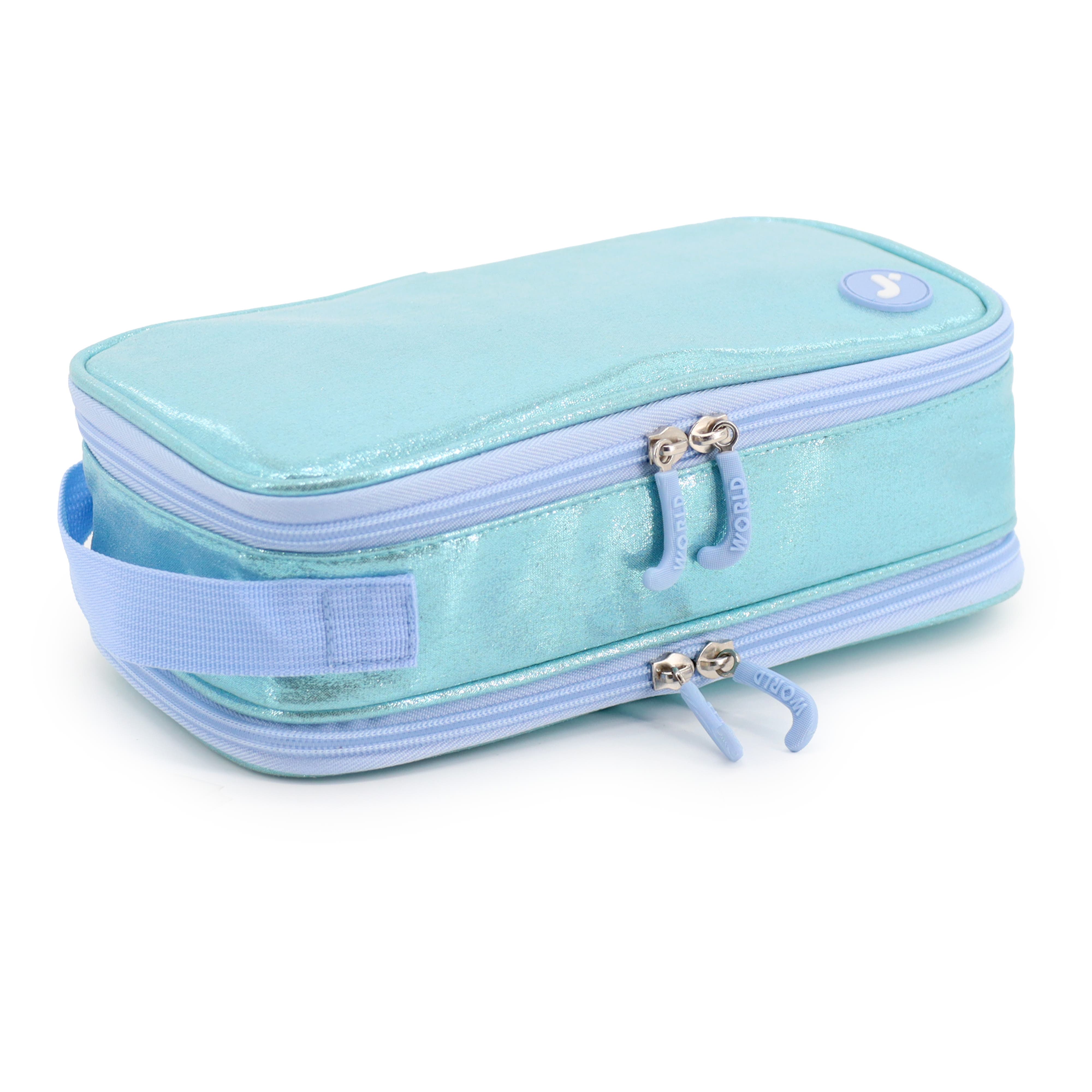 Doodle Pencil Case with Handle Strap, Alternate, color, Metallic Teal