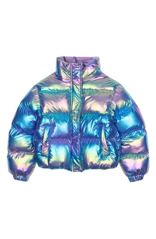 The New Kids' Paris Iridescent Puffer Jacket In Silver