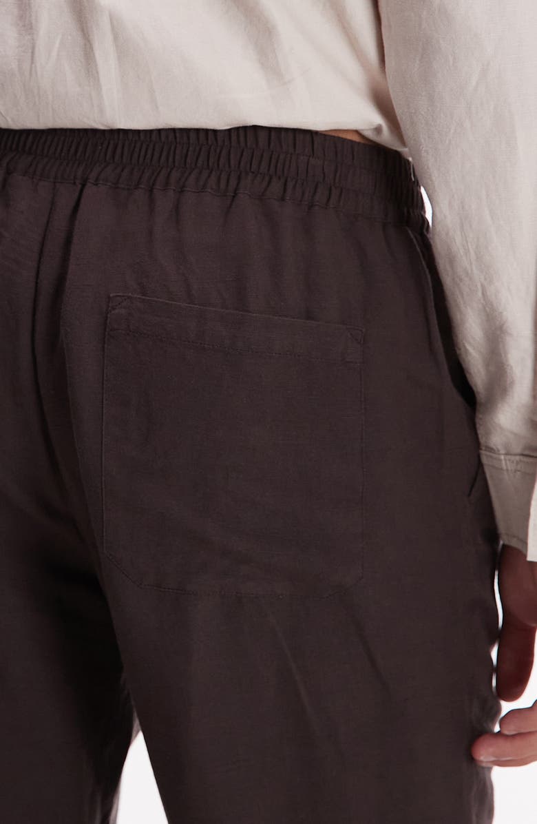 Topman Tapered Linen Blend Pants, Alternate, color, Brown