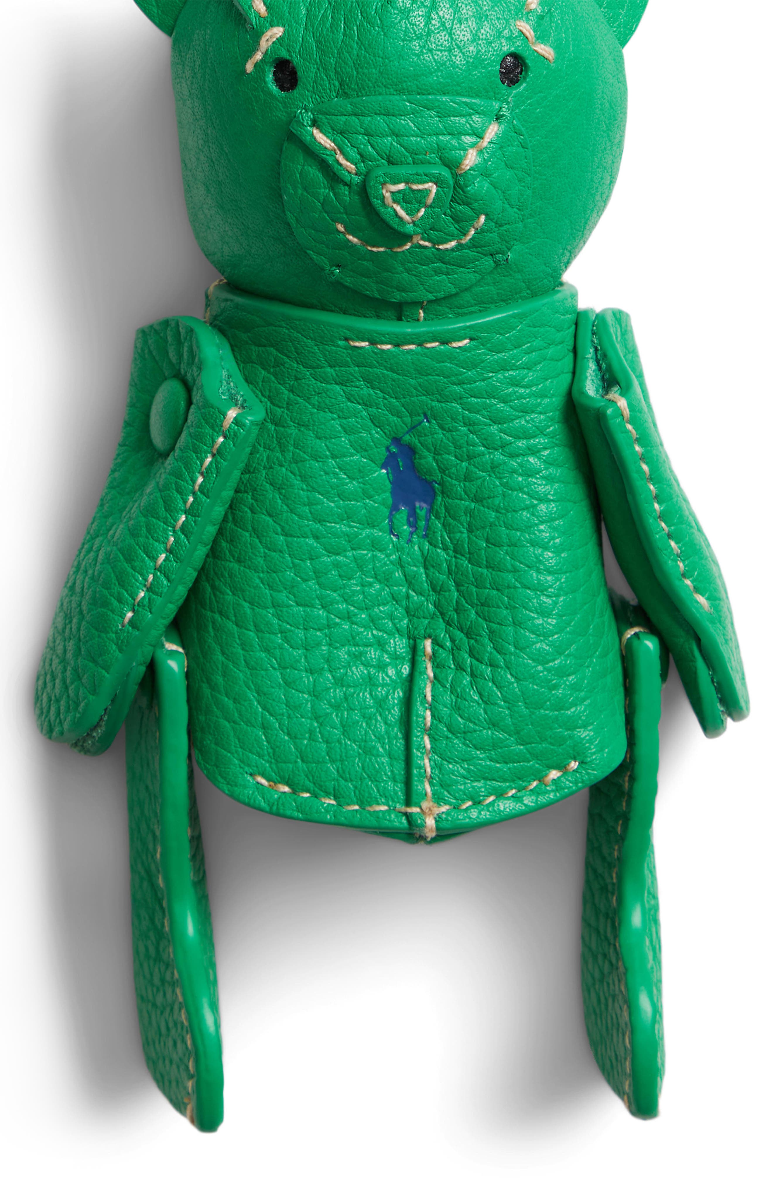 Polo Ralph Lauren Pebble Leather Polo Bear Charm, Alternate, color, Parrot