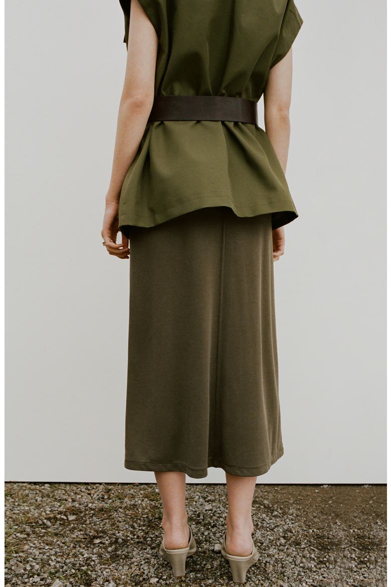 Modal Blend Midi Skirt, Alternate, color, KHAKI GREEN