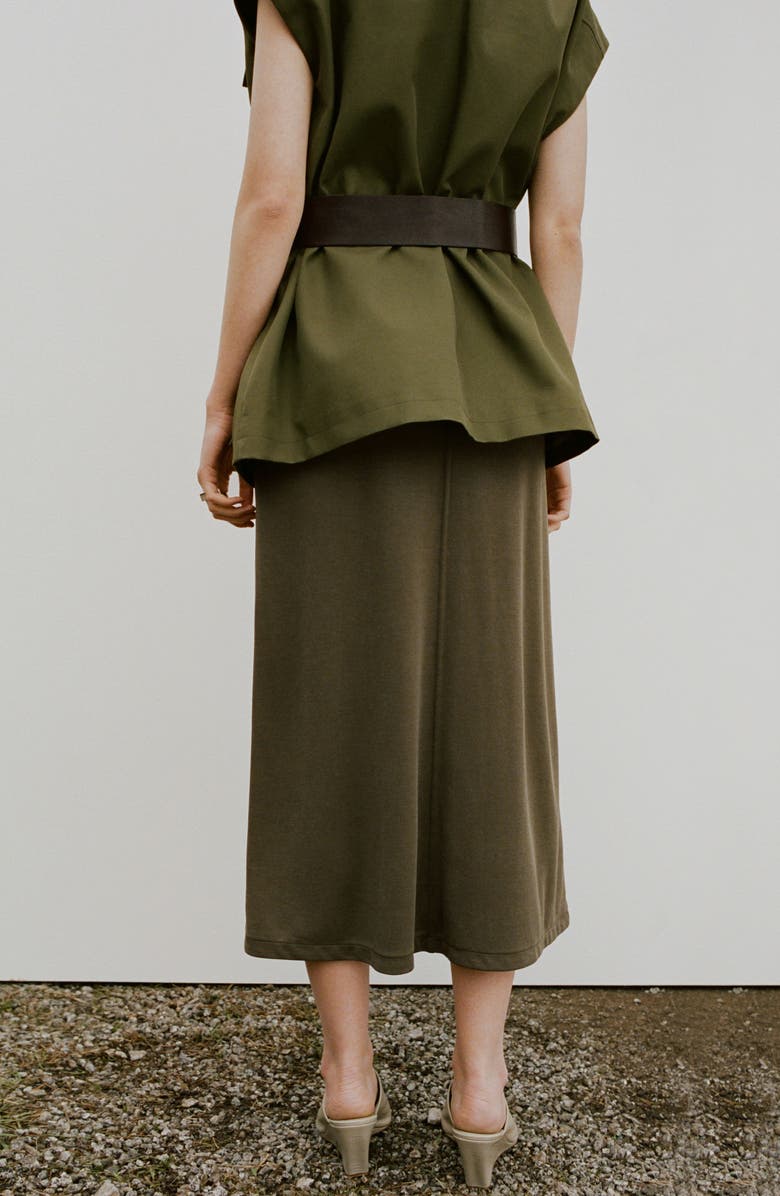 MANGO Modal Blend Midi Skirt, Alternate, color, Khaki Green