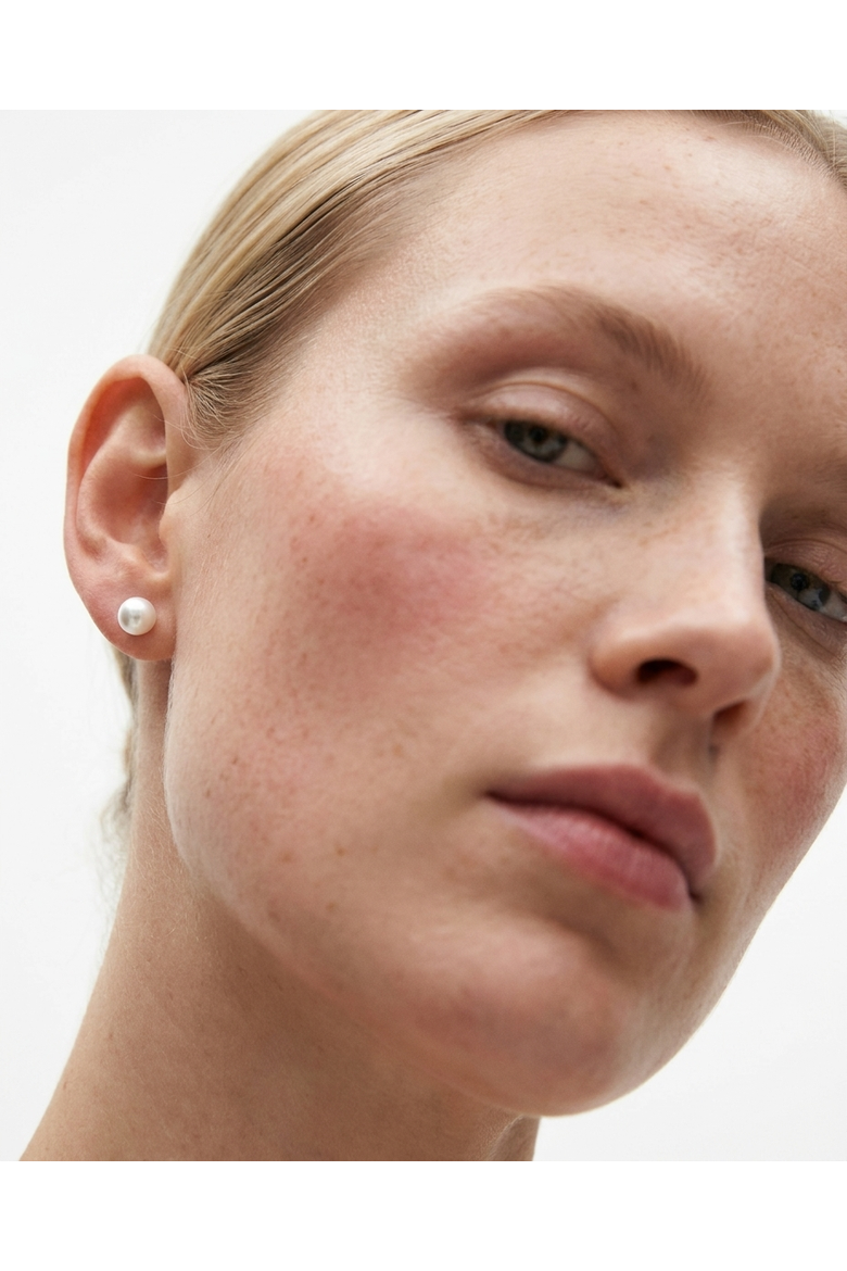 Minimalist Pearl Stud Earrings, Alternate, color, Silver