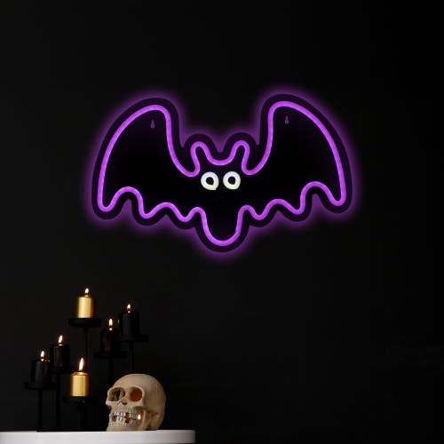 Northlight 15in Led Lighted Neon Style Bat Halloween Window Silhouette In Purple
