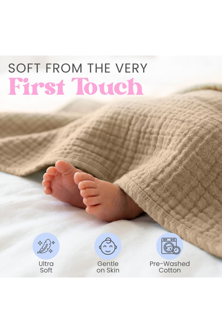 Muslin Baby Blanket, Alternate, color, Brown