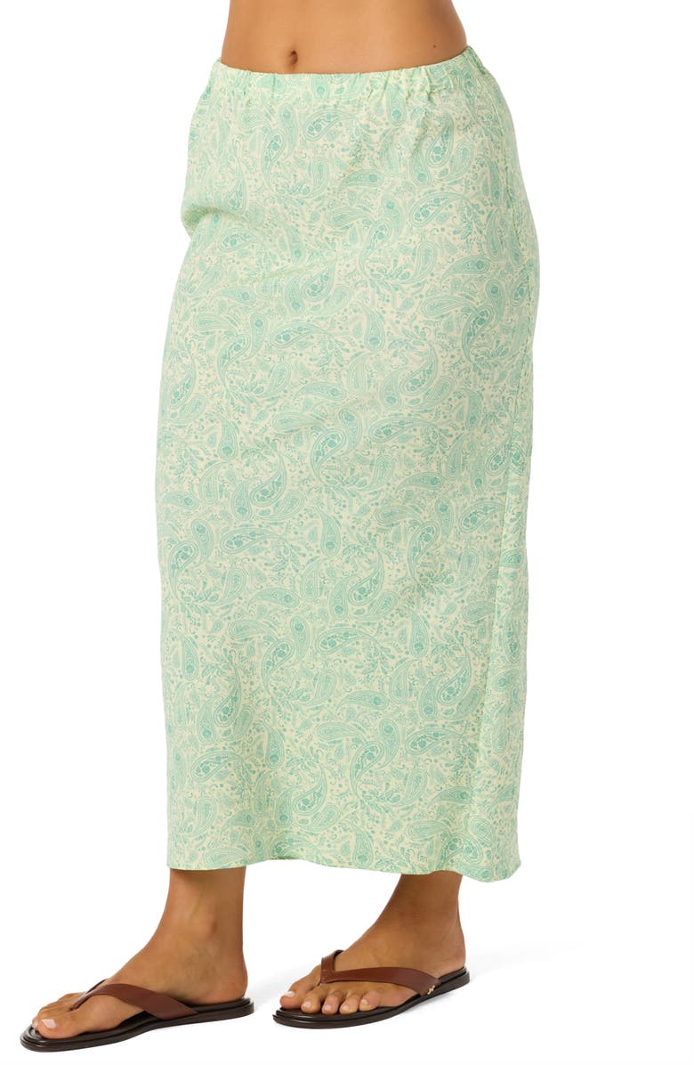 O'Neill Kavali Paisley Midi Skirt, Alternate, color, Citron