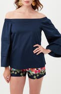 Trina Turk Wavey Organic Cotton Off the Shoulder Top