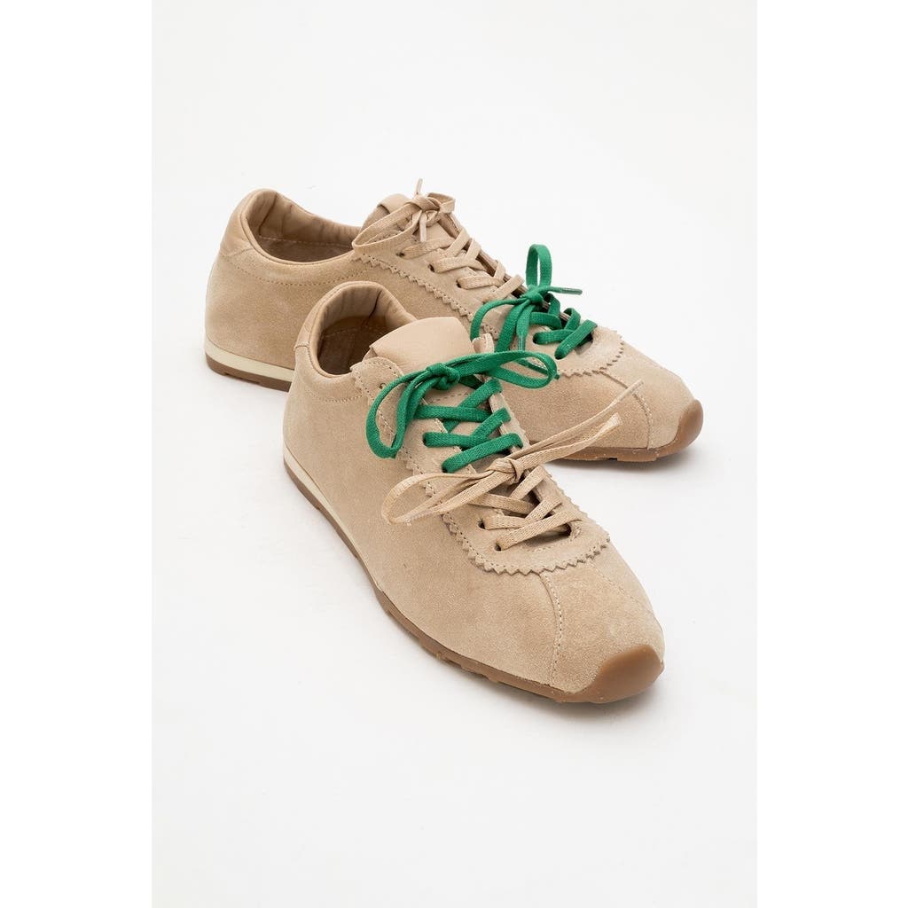 Forever & Always Shoes Crea Leather Sneakers In Beige Suede Leather