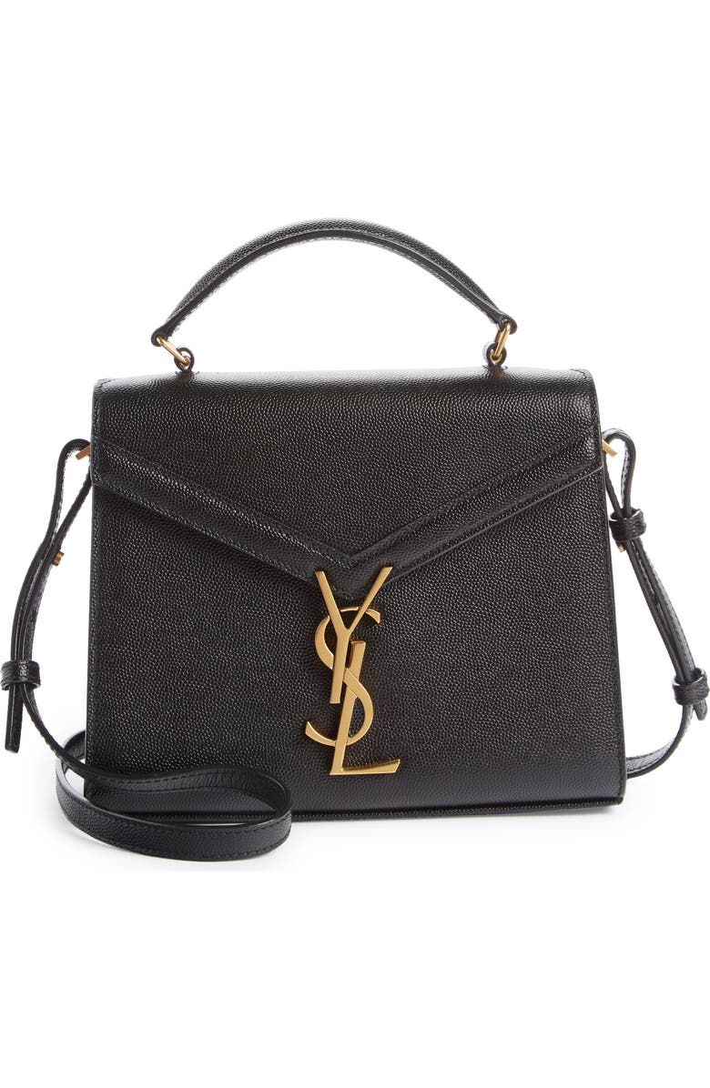 Saint Laurent Mini Cassandra Leather Top Handle Bag, Main, color,