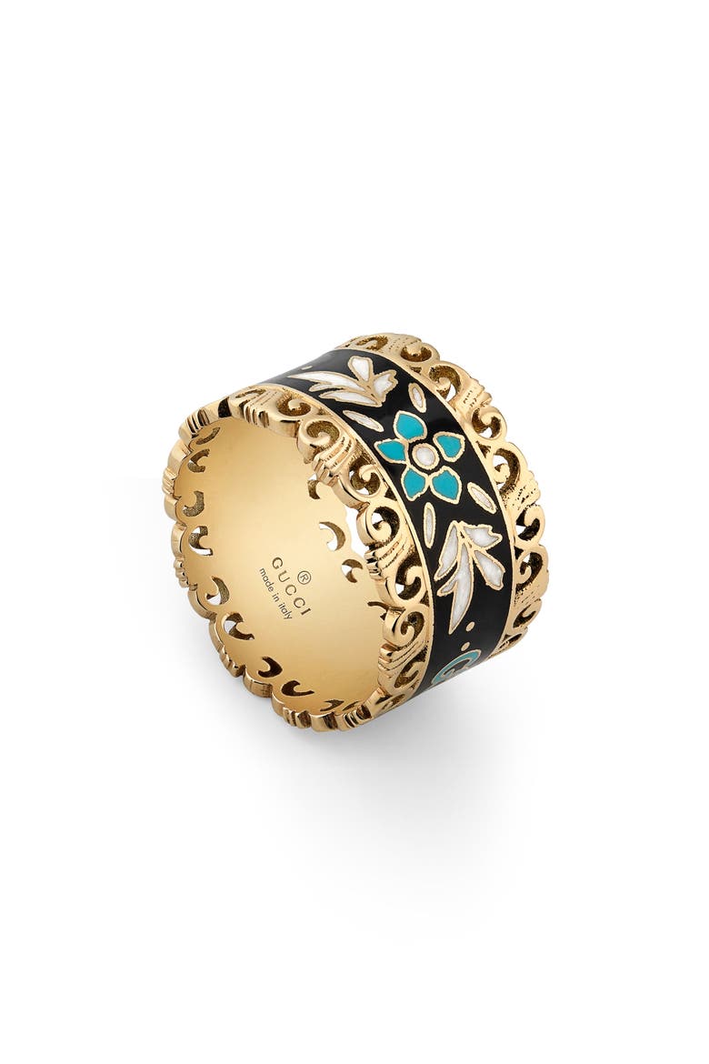 Icon Blooms Enamel Band, Main, color, YELLOW GOLD