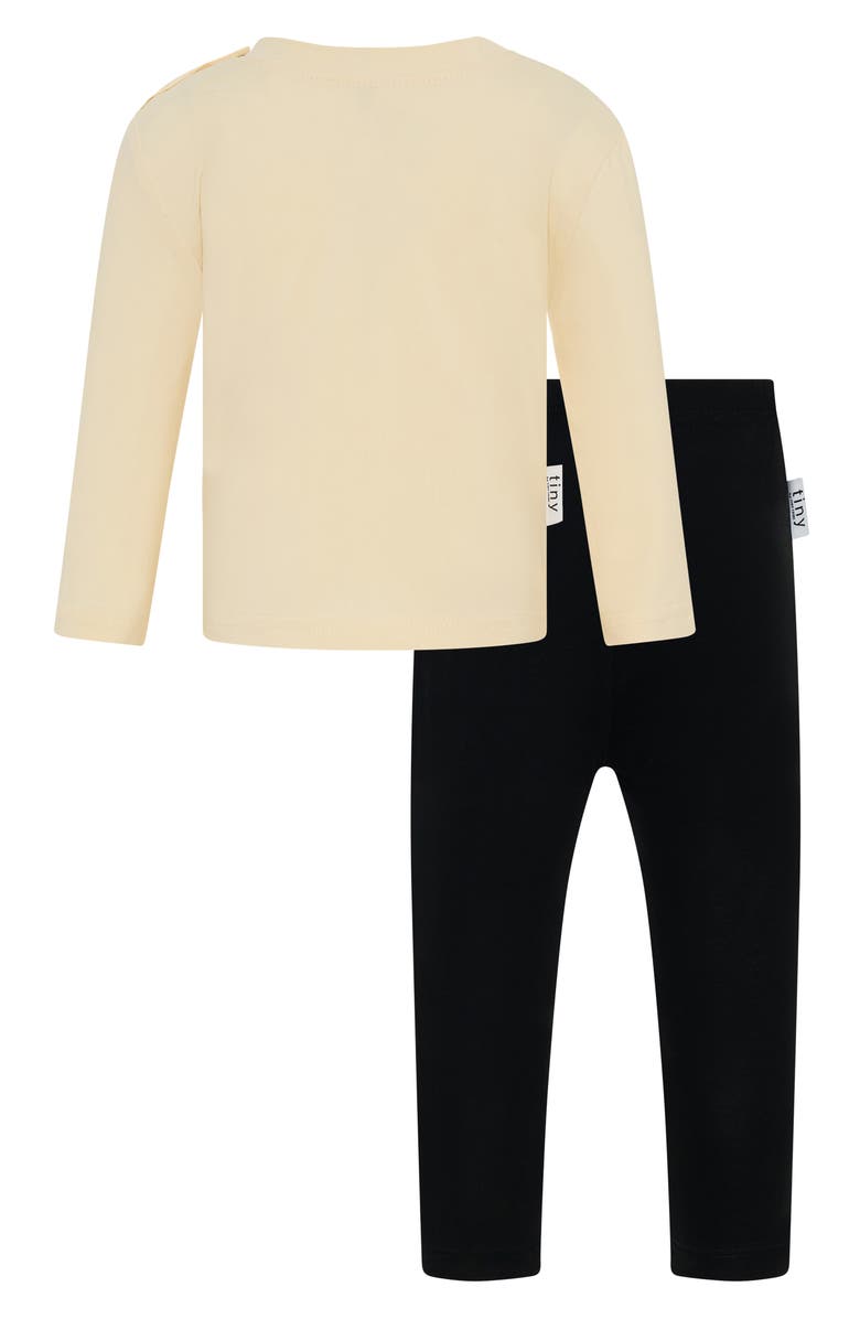 TINY by TINY TRIBE Smiling Check Graphic T-Shirt & Pants Set, Alternate, color, Cream Multi