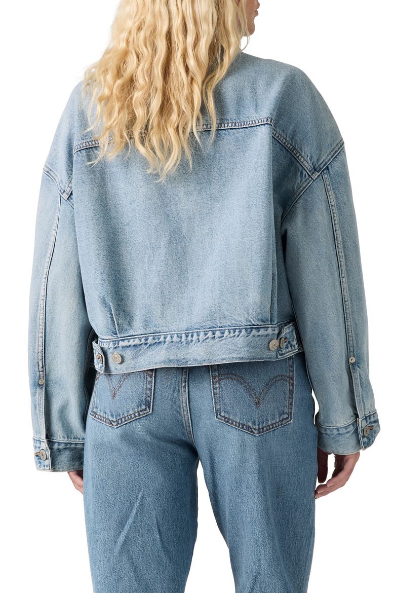 Loose Crop Denim Trucker Jacket, Alternate, color, SUNNY SEASON