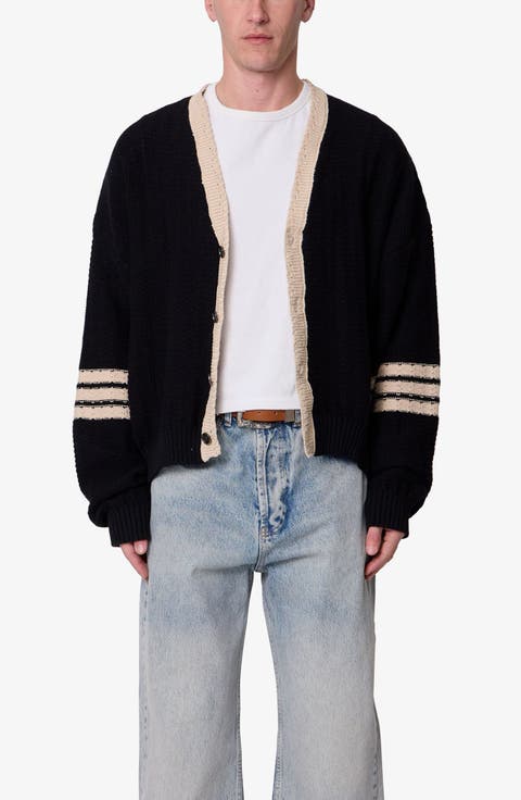 Collegiate Stripe Button-Up Cardigan