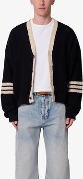 mnml Collegiate Stripe Button-Up Cardigan